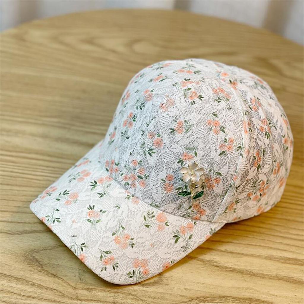 Travel Gathering Lace Hat with Lace Floral Outdoor Sports Sunproof Baseball Hat Girl Adjust Head Size Fishing Hiking Hat
