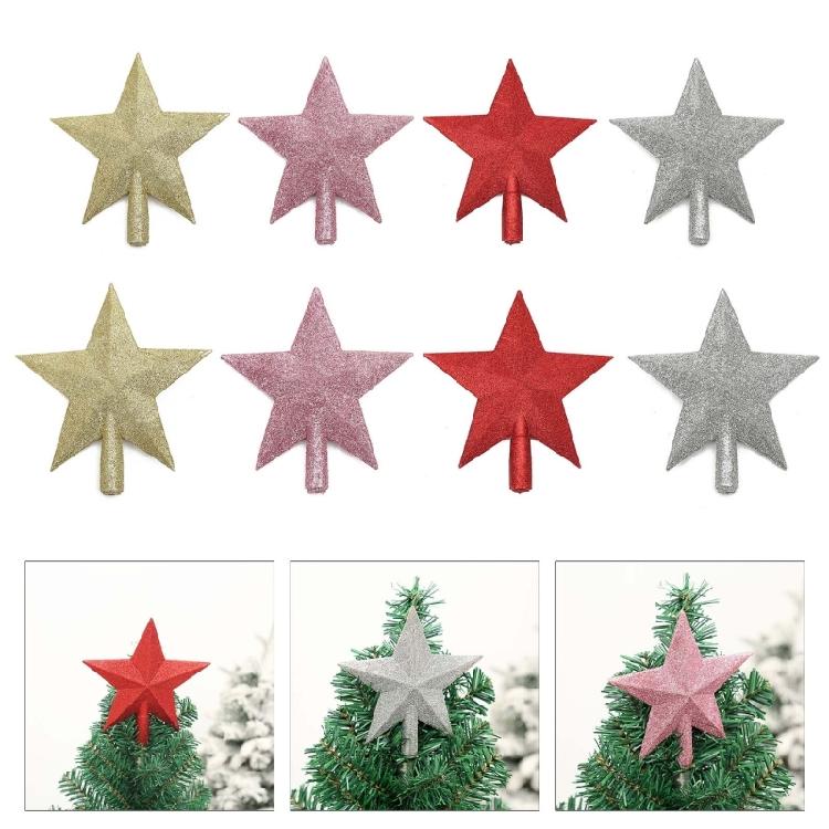 2Pcs Shimmering Star Tree top Ornament Glittering Star Tree top Accent For Small Christmas Tree Embellishment