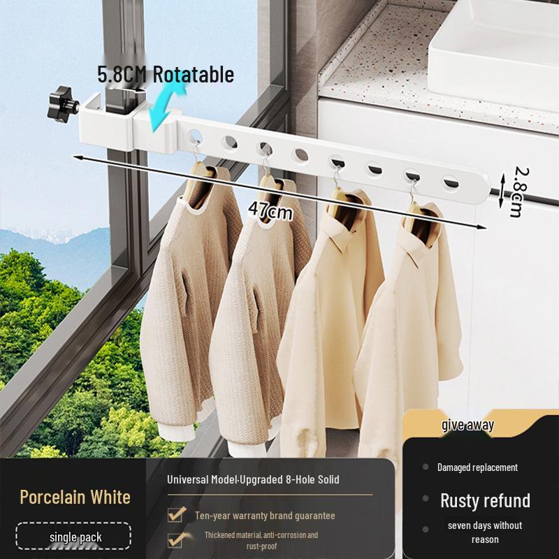 Invisible Balcony Folding Clothes Drying Rack - Anti-Theft, Outdoor & Window Guard Rail Drying Pole.