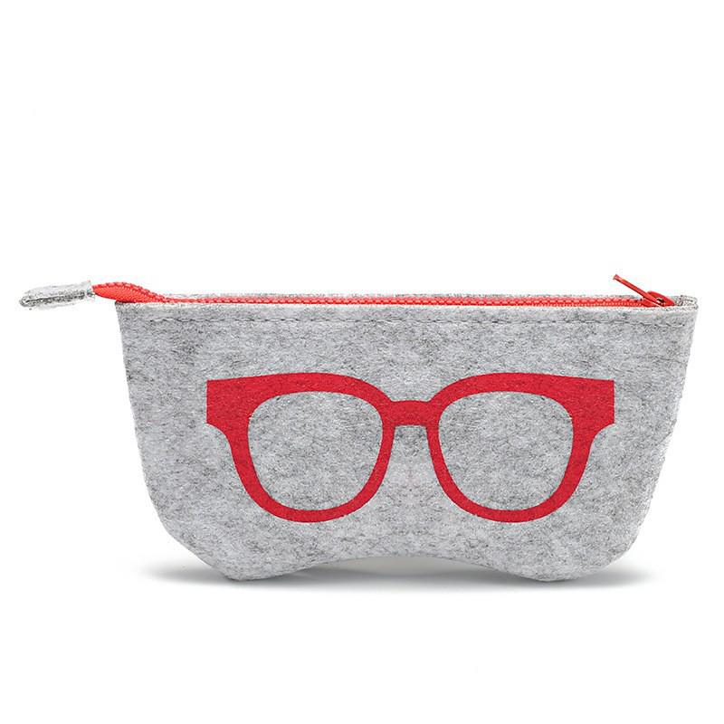 1pc Unisex Felt Glasses Bag Portable Glasses Storage Bag Travel Sunglasses Eyeglass Organizer Pencil Case Makeup Bag with Zipper