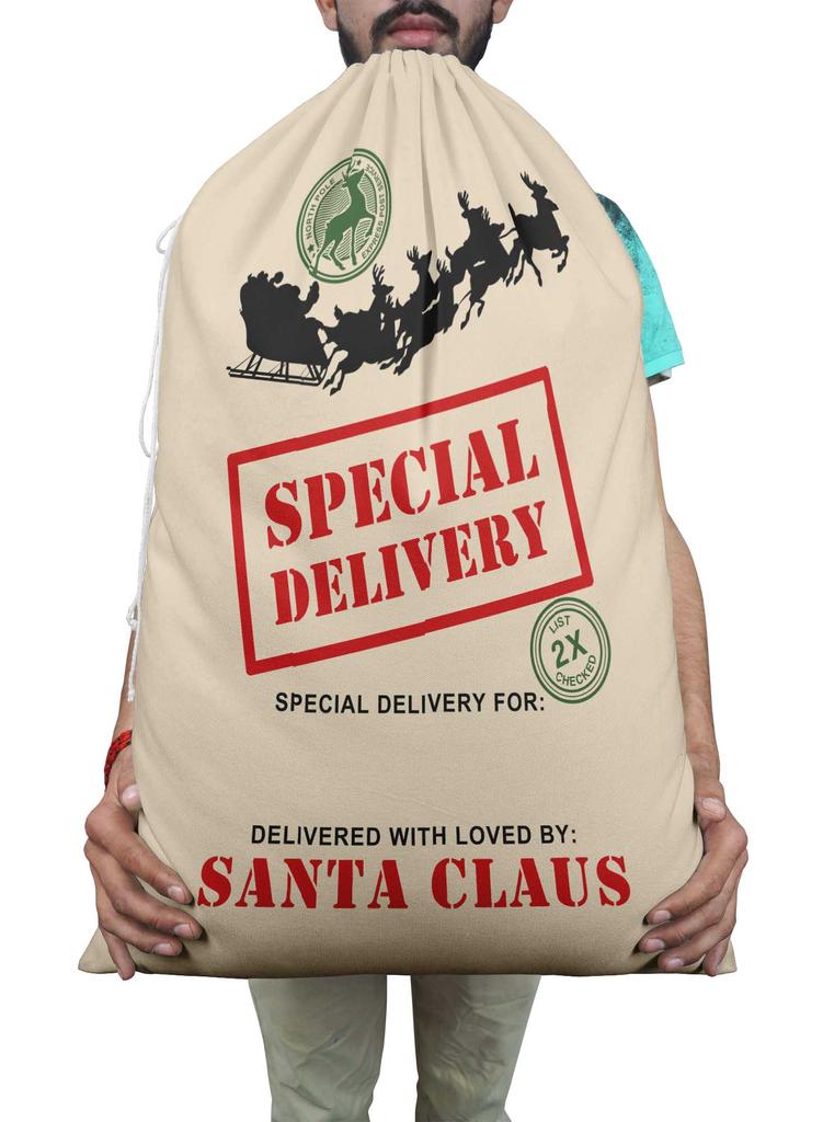 Printtoo 2 Pcs Santa Gift Sack For Kids Presents Xmas Bag Christmas Sack Personalized Bags Large 27x20 Inch