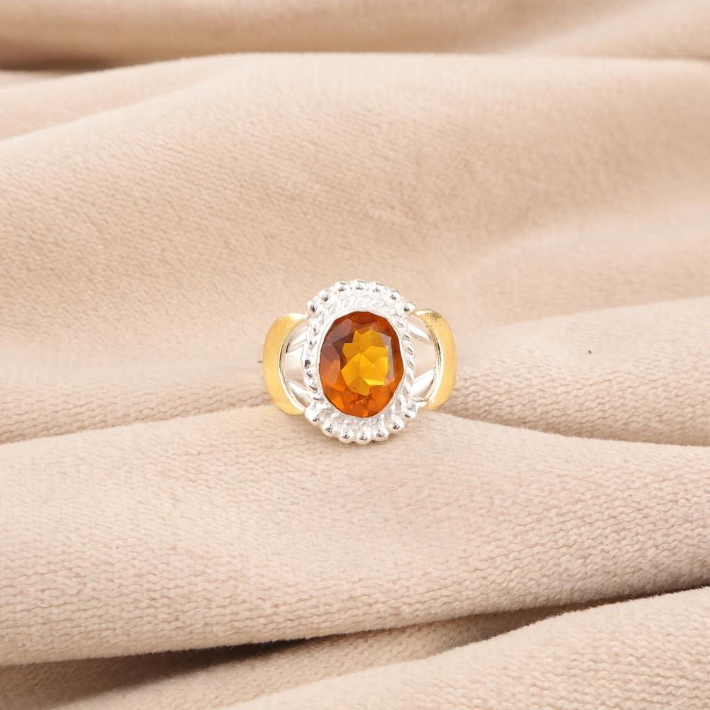 Natural Citrine Gemstone 925 Sterling Silver Jewelry Handmade Ring Wedding Gift RR-61-13