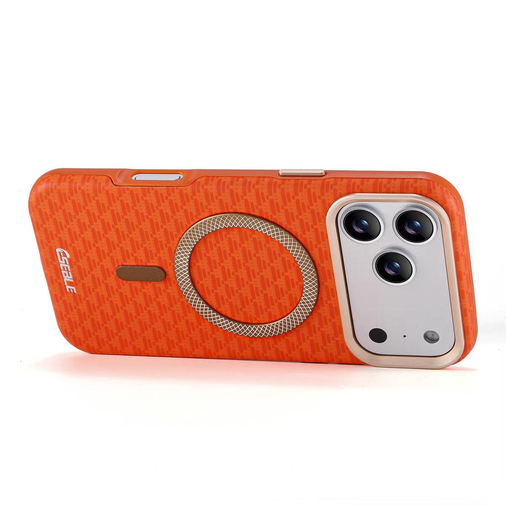 Luxury Leather For Magsafe Carbon Fiber Texture Phone Case For iPhone 17 16 15 14 13 Pro Max Magnetic Wireless Charging Shockproof Cover