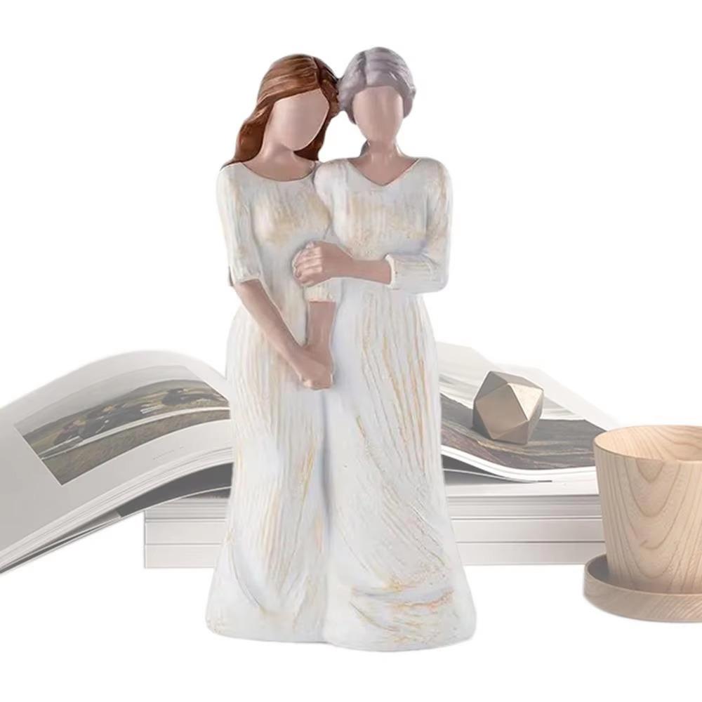 Hand-Painte Mother And Daughter Statue Resin Craft Family Sculpture  Bedroom