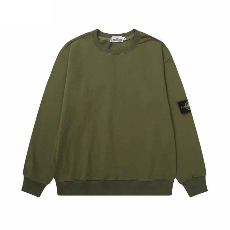 Stone Island Compass Patch Basic Hoodless Sweatshirt Loose Fit Men Women Casual Daily Wear