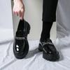 Sur-chaussures mocassins, petites chaussures en cuir, chaussures en cuir brillantes rehaussées à semelles épaisses style britannique, chaussures décontractées