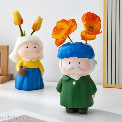 Home Decor Creative Cartoon Figure & Statue Flowerpot for Dried Flower Simple Cute Interior Desktop Ornament Photography Items