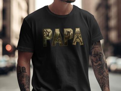 Papa Hunting T-Shirt – Outdoorsman Wildlife Illustration Tee for Dads, Hunters & Nature Lovers