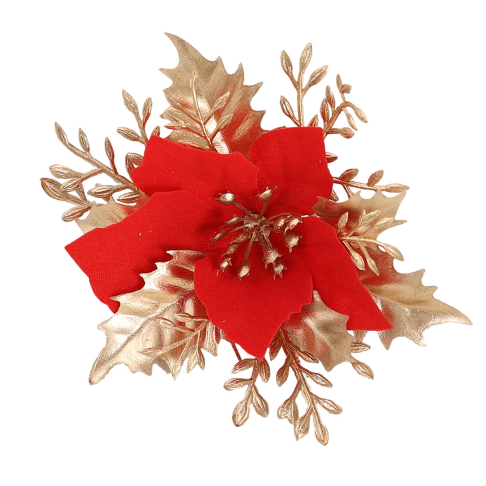 

Christmas Tree Decoration Poinsettia Flower Artificial Christmas Flower for Wreath Home Holiday Party Decoration