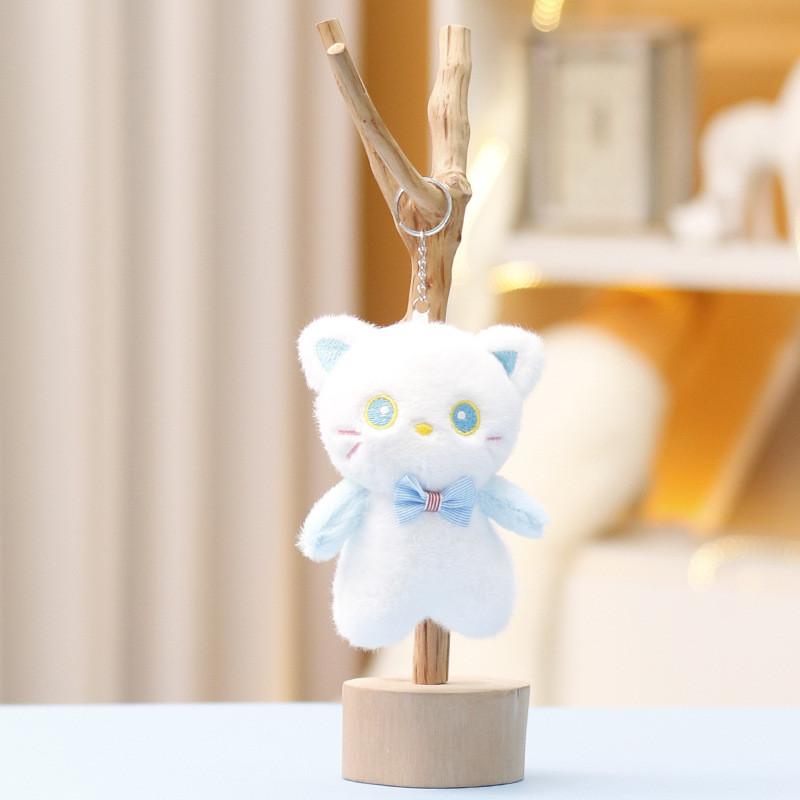 

Плюшевый брелок для кошки с мягким коротким ворсом для украшения сумки и коллекционный подарок Bowtie Cat Blue