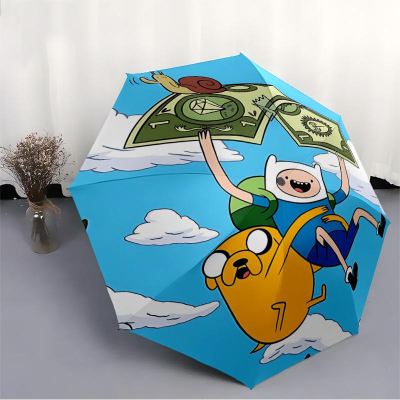 Adventure Time Jake the Dog Automatic Open/Close Umbrella   Compact Travel Umbrella, 8 Rib Heavy Duty Construction, Ideal Gift, 127