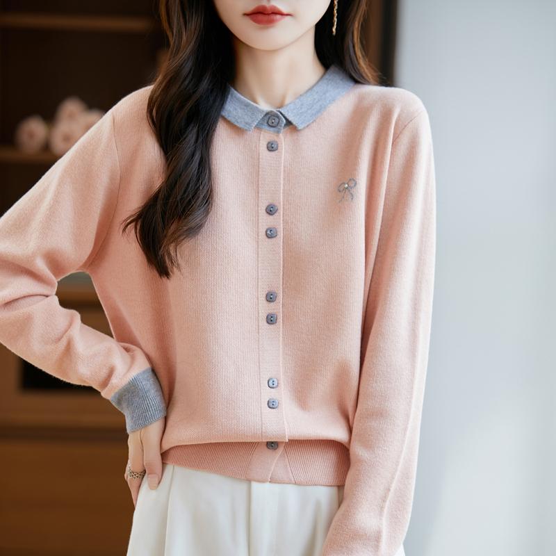 QingHe Cashmere Women's 30% Cashmere Cardigan - Soft & Warm Wool Blend Sweater