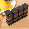 Four-Grid BBQ Spice Set Household Combo Salt & Pepper Jar Kitchen Sealed Moisture-Proof Container for Culinary Storage