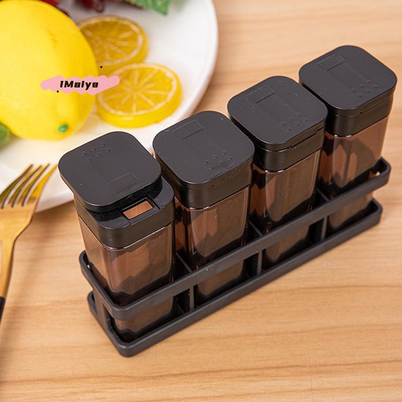 Four-Grid BBQ Spice Set Household Combo Salt & Pepper Jar Kitchen Sealed Moisture-Proof Container for Culinary Storage