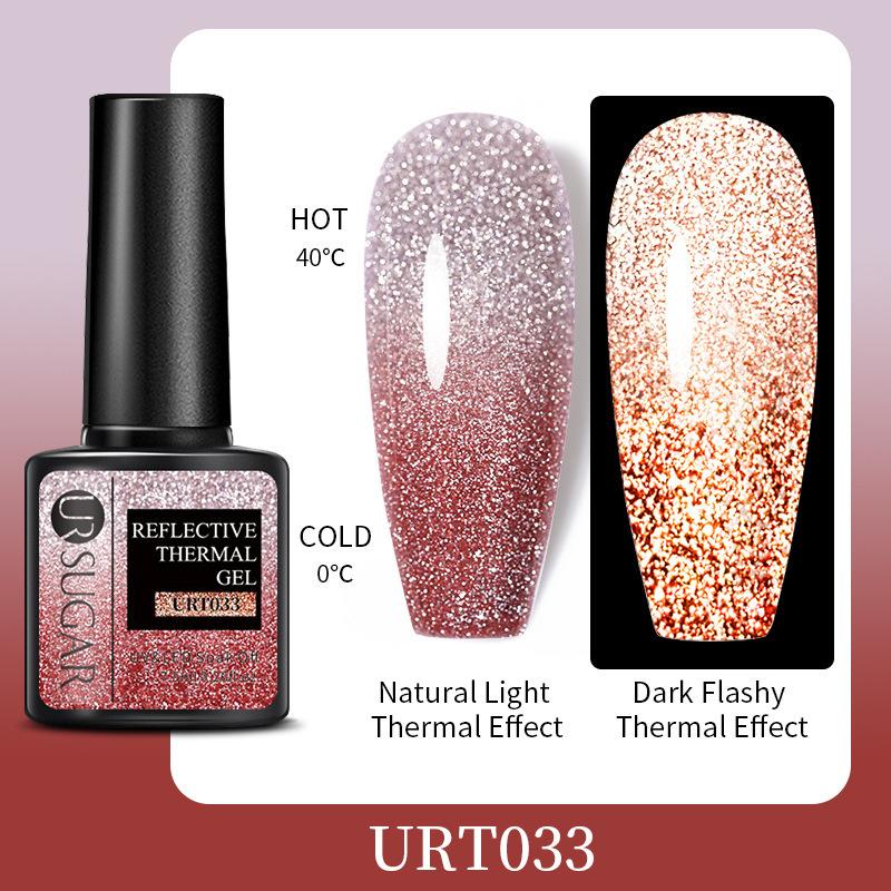 Bouncing Warm Glitter Powder Broken Diamond Glue, Bright And Explosive Glitter Phototherapy Glue Removable Color-Changing Nail Polish Glue Set