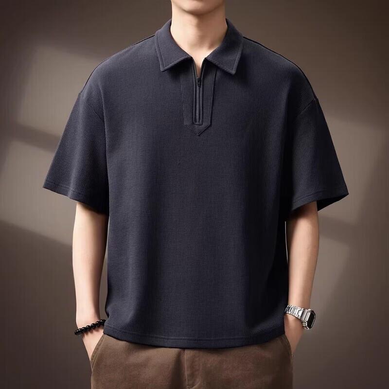 Men s Premium Waffle Knit Polo Shirt M