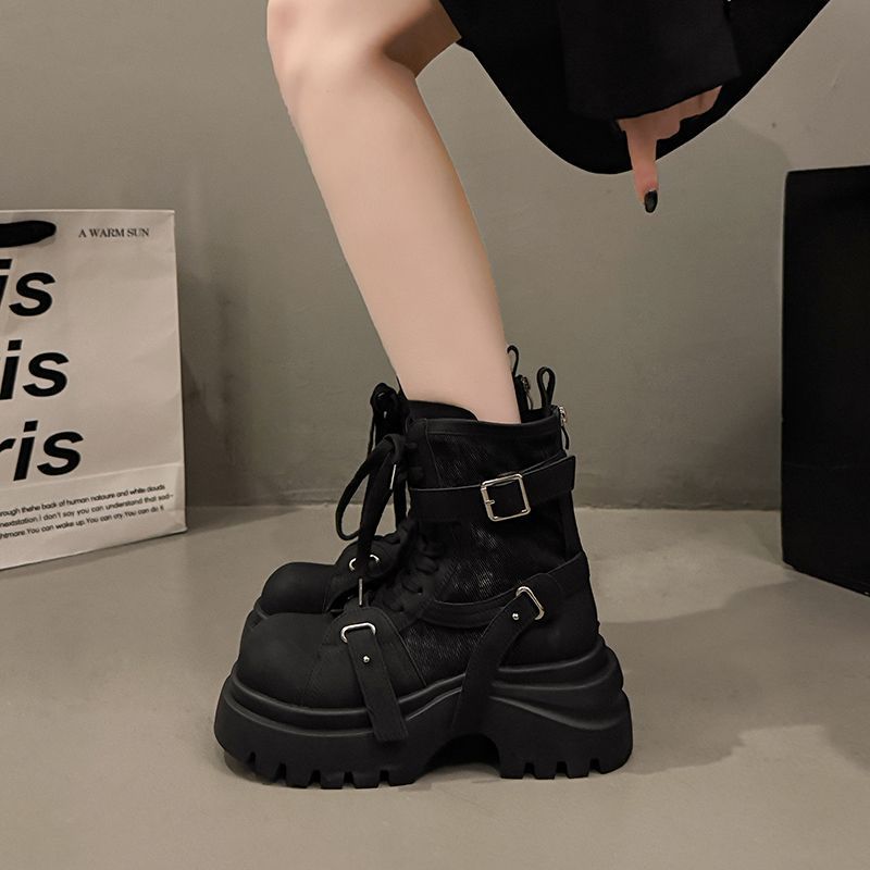 Modne buty Martin damskie nowe lato i jesień retro przystojne małe buty na grubej podeszwie do smażenia ulicznego krótkie buty