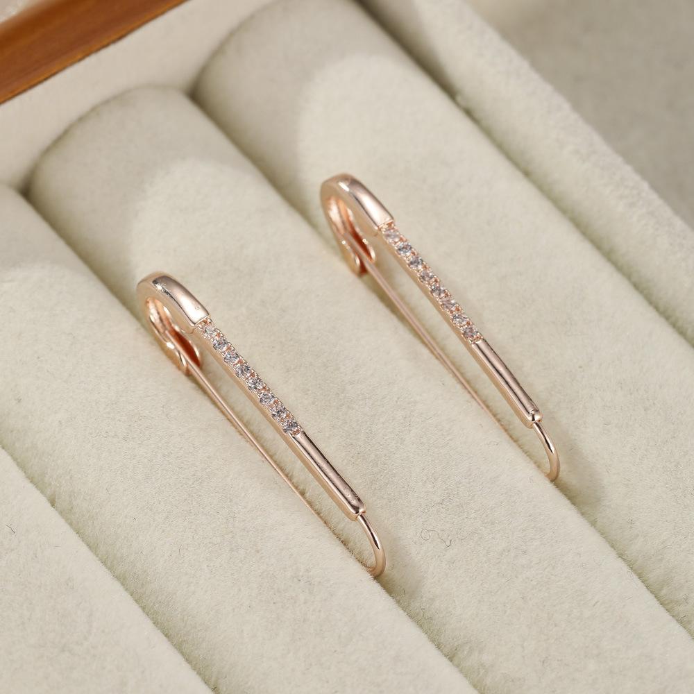 Copper Fashionable Zircon Studded Earrings Trendy Ol Look For Women 2024