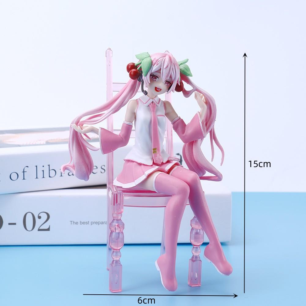Original New Anime Hatsune Miku 14cm Virtual Singer Manga Statue Figurines  Model Toys computer desk cake decoration cute