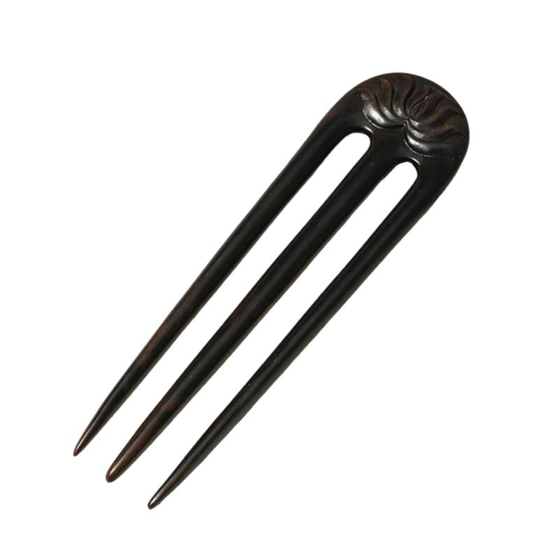 Vintage Carved Wood Hairpin Exquisite Wood Hair Stick with Handcrafted Details for Vintage Look Enthusiasts