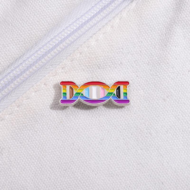 Cartoon Dna Creative Helix Metal Badge Colorful Genetic Chain Brooch For Accessories Fashion