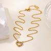 Luxury Zircon Heart Necklaces For Women  Gold Plated Stainless Steel Heart Shaped Necklace  Birthday Party Christmas Jewelry