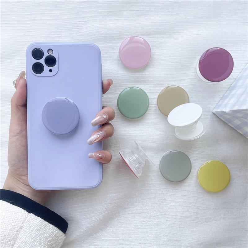 Transparent Epoxy Foldable Airbag Phone Holder - Solid Color Macaron Design