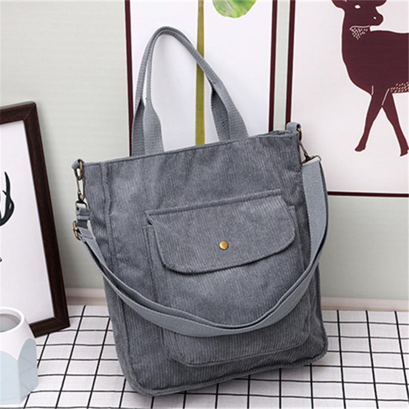 Retro Corduroy Women Handbags Large Capacity Messenger Totes Ladies Fashi Simple Designer Zipper Shoulder Wild Cloth Bag