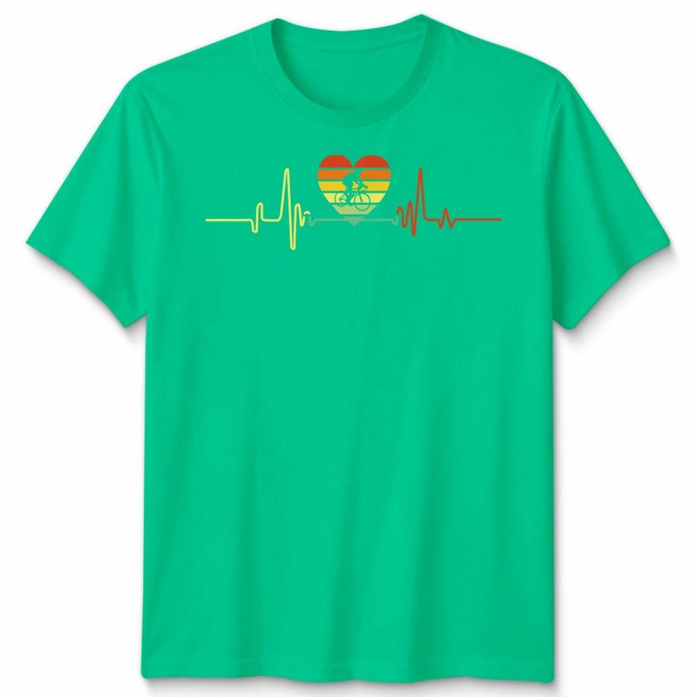 Heartbeat Cycling Unisex T Shirt Bicycle Retro Vintage Cyclist Bike Riding Tee S