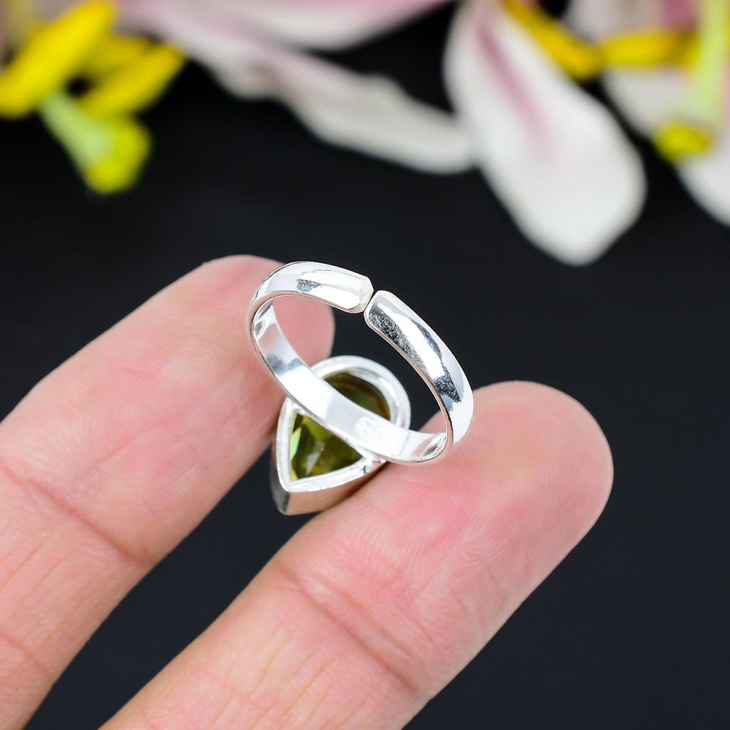 Citrine Gemstone Handmade 925 Sterling Silver Jewelry Ring Size 8 KG-356