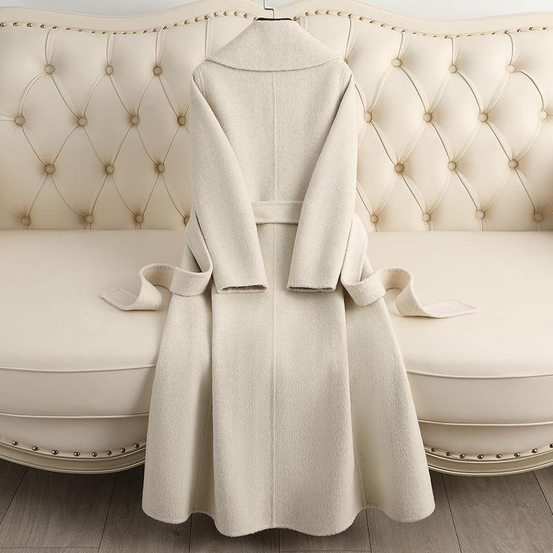 Palton de Cașmir Dublu-Față în Culori Bomboană pentru Femei 2024 - Lungime Medie, Îngroșat pentru Toamnă/Iarnă