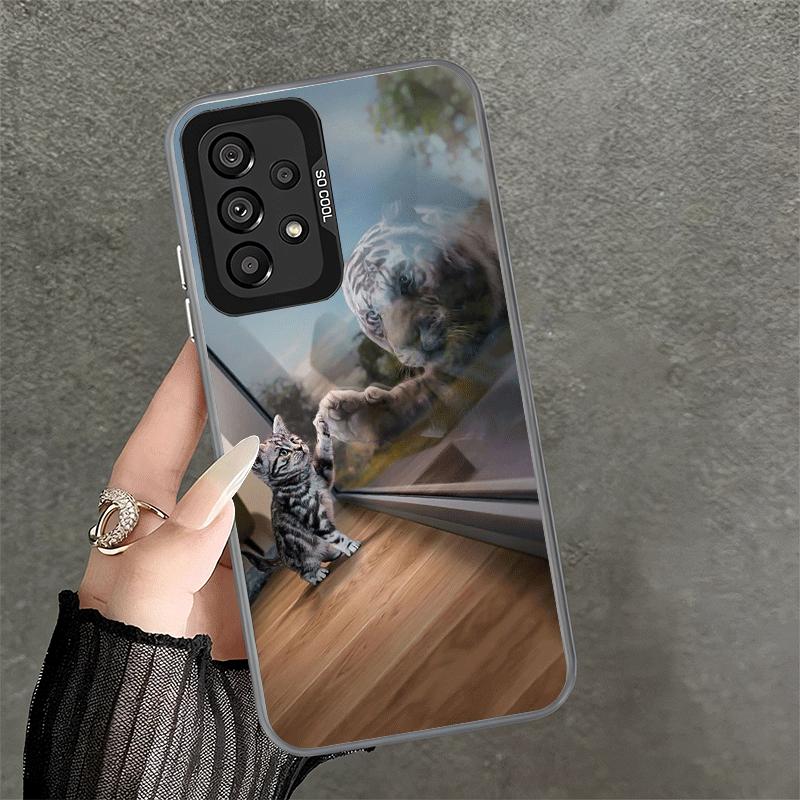 Cat Reflects Tiger Cool Soft Phone Case for Samsung A17 A16 A15 A14 A13 A57 A56 A55 A54 A53 A37 A36 A35 A34 A33 A26 A25 A24 A23