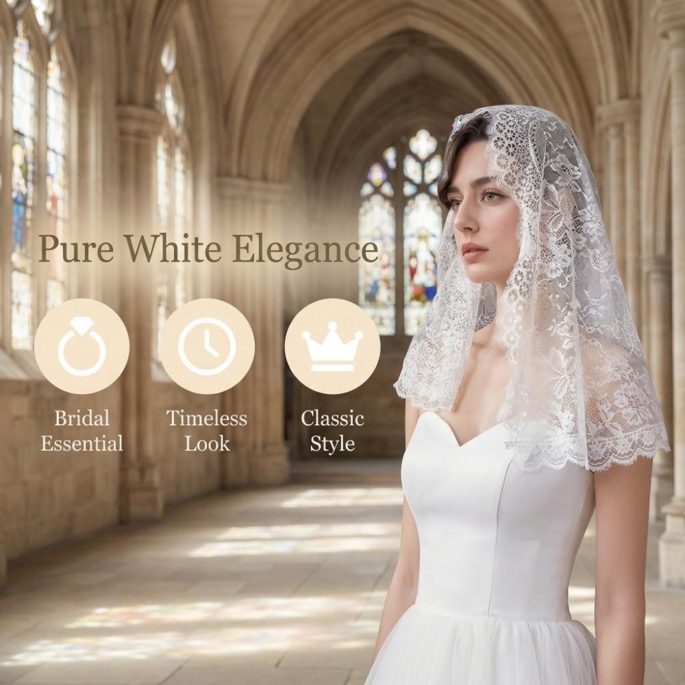 Flower Wedding Lace Shawl Hollow Bride Head Gauze Temperament Veil Prayer Shawl  Church