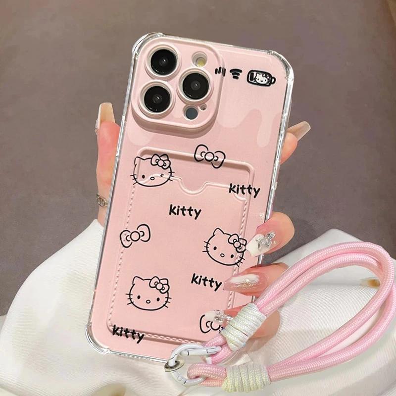 3D Bow Hello Kitty Strap Lanyard Case For Iphone 17 Pro Max 17 Air 16 15 14 12 13 11 Pro Max 16e 15 16 Plus 13 Mini Phone Casing