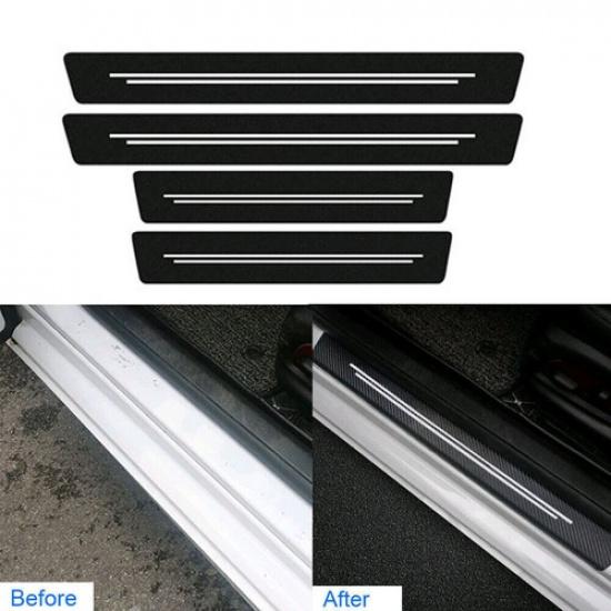 Car Door Plate Sill Scuff Cover Anti-Scratch Protector Strip Sticker Accessories белый