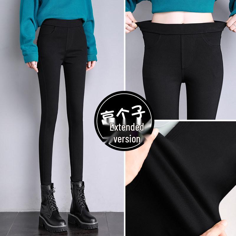 Tall Women's Stretchy Black Pencil Leggings with Plus Velvet for Spring/Autumn/Winter
