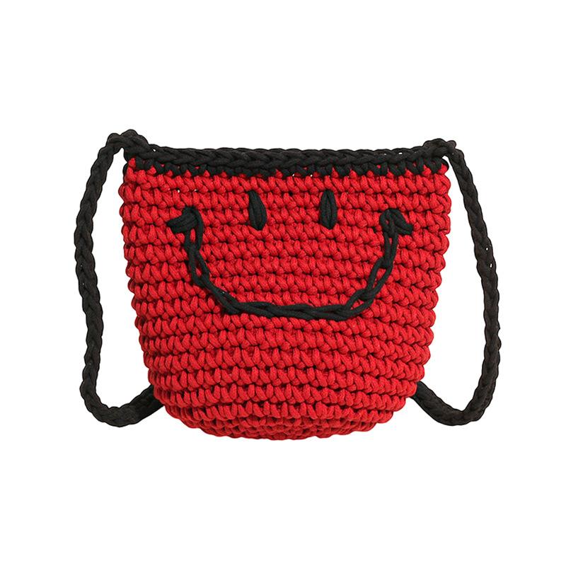 

Новая женская сумка Сумка вязаная с улыбающимся лицом Сумка на плечо для выхода в свет Дорожная сумка-мессенджер для отдыха на море красный