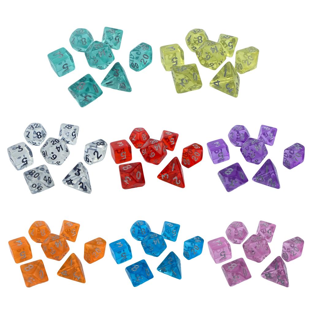 Mini Polyhedral Dices Set Clear Multi-Sided Acrylic Dices Tiny Role Playing Table Game Dices Portable Small Decoration
