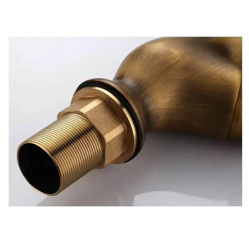 Antique Copper Bathroom Basin Faucet Europe Classic Style Cold And Hot Water Mixer Tap Sink Faucet Deck Mounted Single Handle
