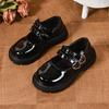 Herbst Mädchen Leder Schuhe Glänzend Schwarz Klobig Elegant Kinder Mary Janes Weiche Sohle Klettverschluss Schulkinder Flacher Schuh 26-36