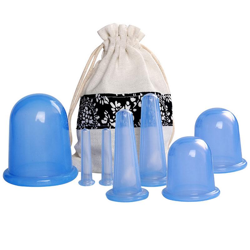 4pcs Silicone Facial Massage Cupping Set Vacuum Body Massager Cup Ventouse Anti Cellulite Therapy Face Suction Cups Kit Gift Bag
