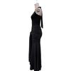 2026 European & American Women's Sleeveless U-Neck Slim-Fit Evening Gown with Waist-Cinched Ribbon