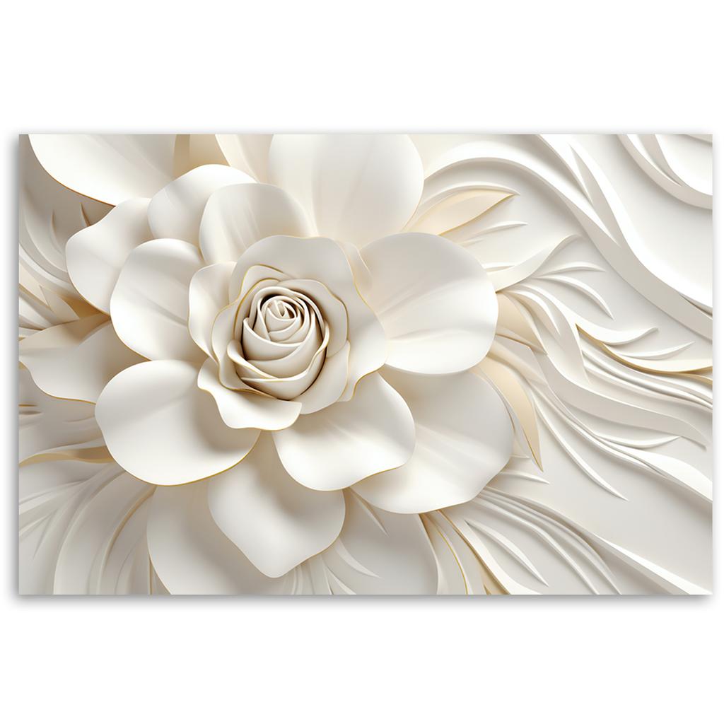Canvas Print, White Flower 3D