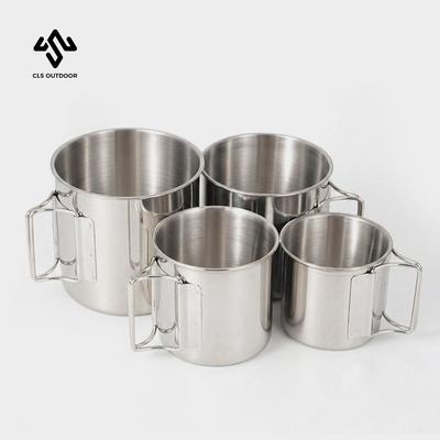 304 Stainless Steel Folding Cup & Bowl Set: 4-Piece Portable Kit for Camping, Mountaineering, and BBQ.