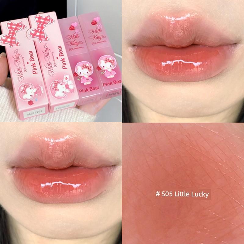 Pinkbear Leather Bear Half Fish Cooperation Ugly Fish Gift Box Hellokitty Lipstick S05 Lip Lacquer Joint Name