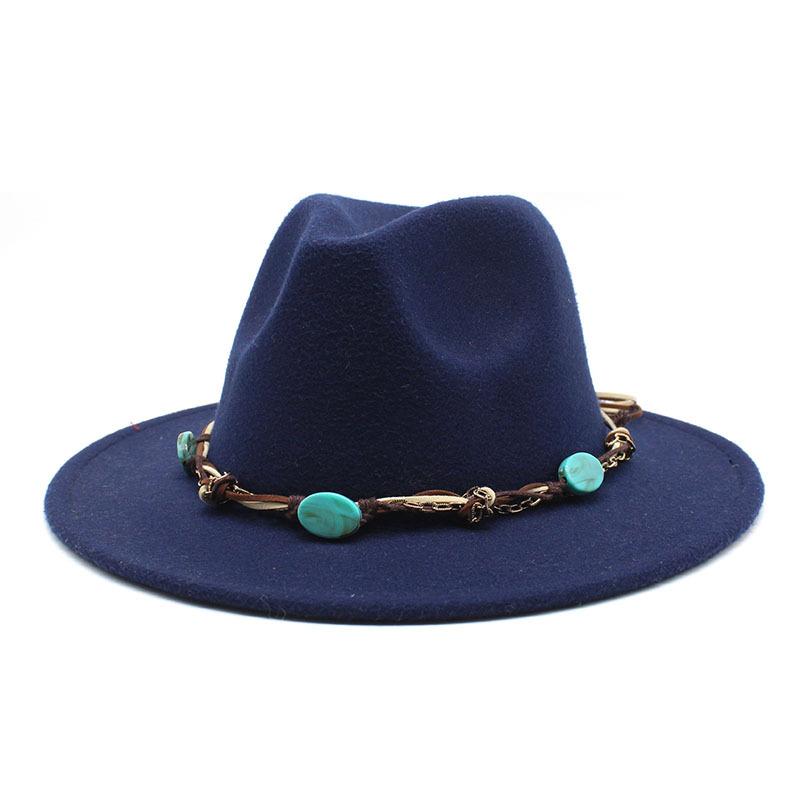 Emerald Western Region Style Top Hat Resin Accessories Jazz Hat Woolen Felt Hat