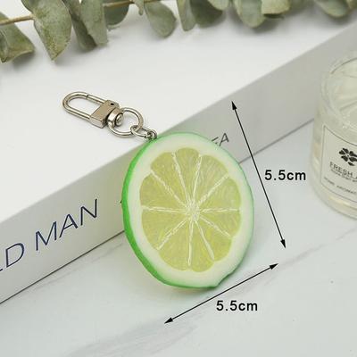 Pvc Simulation Fruit Key Chain Lemon Slices Food Models Funny Shooting Props Car Key Chains Bag Hanging Jewelry Gifts