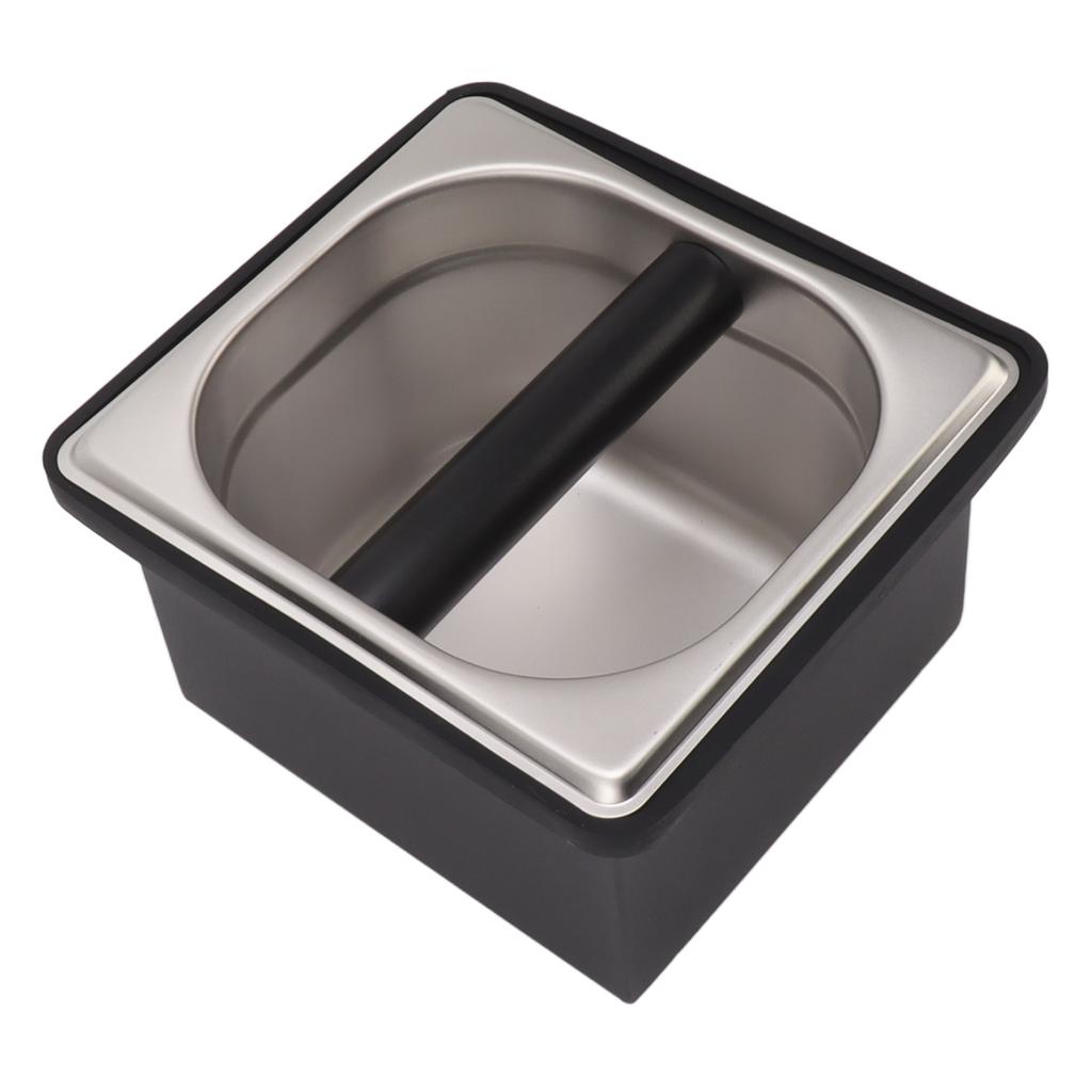 Coffee Knock Box Rubber Coffee Box with Removable Stainless Steel Ground Container for Cafe Bar