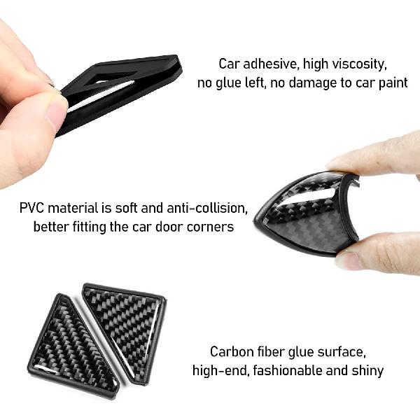 2PCS Car Side Door Edge Guards, Carbon Fiber Anti-Collision Vehicle Door Corner Protector, Self-Adhesive Auto Front Door Corner Scratch Sticker Film,