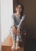 Euyqs Cotton Pajama Long Sleeve Henley Top and Loungewear Light Blue Check Set, Pants, (JP, Alphabet, XL, Pattern)